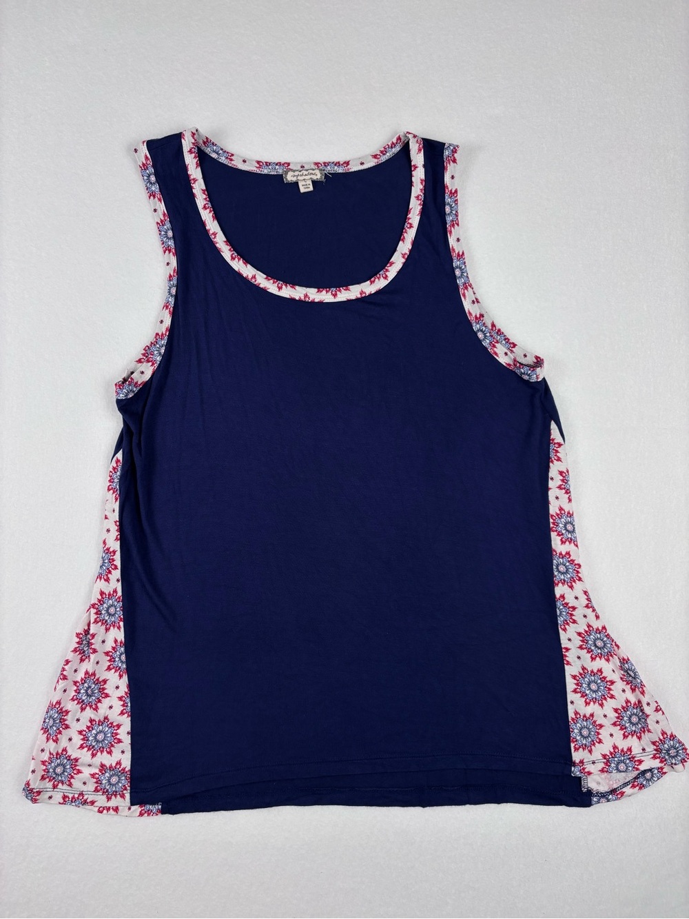 Eyeshadow Navy,Red, white Trim Sleeveless Tank Top women’s L